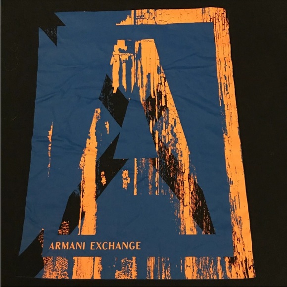 Armani Exchange Mens Sz Medium Slim Supima Cotton Black Graphic Tshirt - Picture 2 of 4